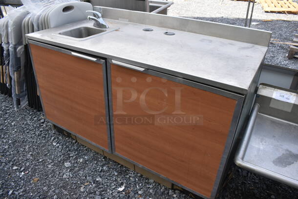 Duke SUBPS-60-LM Stainless Steel Commercial Counter w/ Sink Basin, Faucet, Handle and 2 Wood Pattern Doors. 60x30x40 - Image 3 of 7