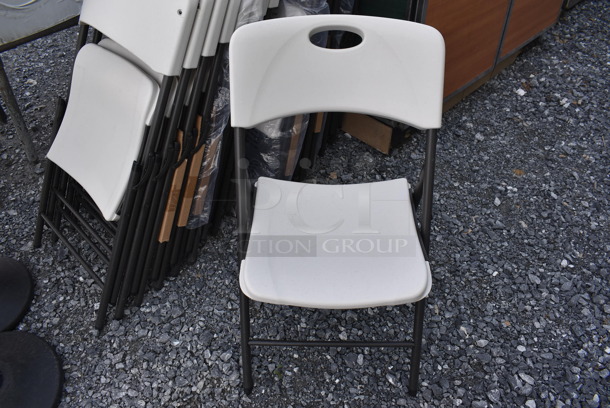 6 Lifetime Poly Folding Chairs on Metal Frame. Stock Picture - Cosmetic Condition May Vary. 19x20x23. 6 Times Your Bid!