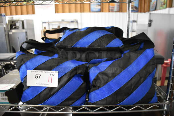 11 Blue and Black Sandbags. 9x19x2. 11 Times Your Bid!