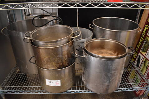 8 Various Metal Stock Pots. Includes 15x11.5x9. 8 Times Your Bid!