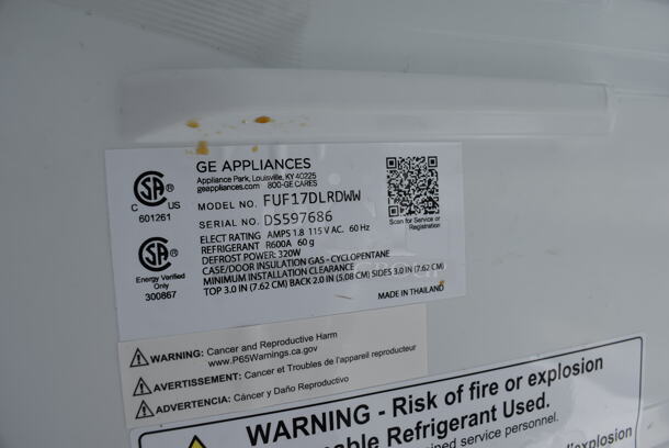 General Electric FUF17DLRDWW Metal Single Door Reach In Freezer. 115 Volts, 1 Phase. 32x28x64. Tested and Powers On But Does Not Get Cold - Image 6 of 7