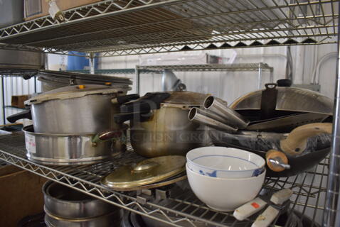 ALL ONE MONEY! Tier Lot of Various Items Including Metal Pots and Colanders