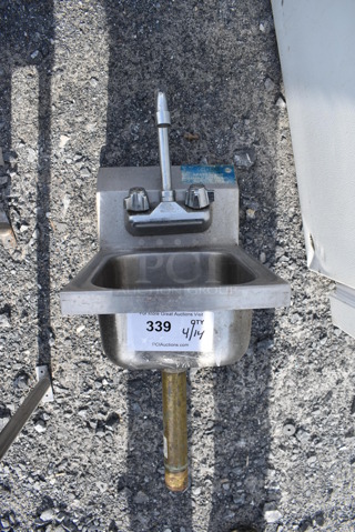 Stainless Steel Commercial Single Bay Wall Mount Sink w/ Faucet and Handles. 11x14x26
