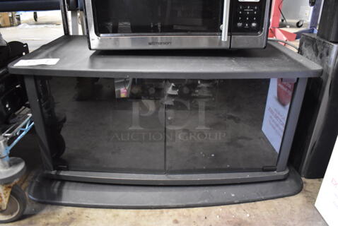 Black TV Stand w/ 2 Glass Doors. 32x20x15