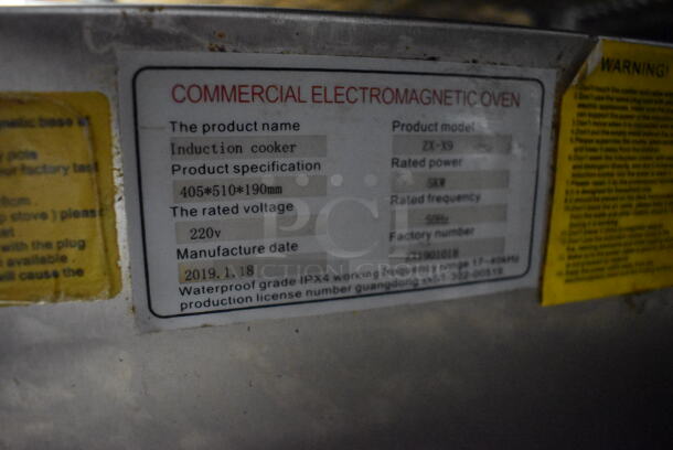 2019 ZX-X9 Stainless Steel Commercial Countertop Single Burner Wok Style Induction Range. 220 Volts 16.5x19x8 - Image 3 of 6