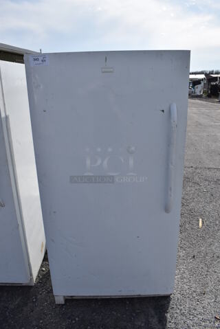 Frigidaire FFVU17F4QWB Metal Single Door Reach In Freezer. 115 Volts, 1 Phase. 34x29x68. Tested and Powers On But Does Not Get Cold