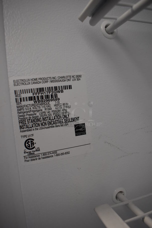 Electrolux FFFH17F2QWB Metal Single Door Reach In Freezer. 115 Volts, 1 Phase. 34x29x67. Tested and Working! - Image 4 of 5