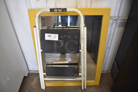 2 Items; Metal Stepladder and Mirror. 24x1x31, 32". 2 Times Your Bid!