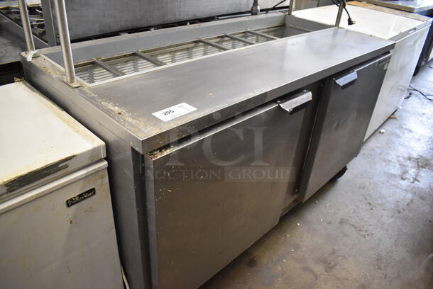 Beverage Air SPE60-16 Stainless Steel Commercial Prep Table w/ 2 Tier Over Shelf on Commercial Casters. 115 Volts, 1 Phase. 60x29x73. Tested and Powers On But Does Not Get Cold - Image 2 of 8