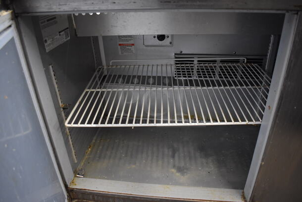 Beverage Air SPE60-16 Stainless Steel Commercial Prep Table w/ 2 Tier Over Shelf on Commercial Casters. 115 Volts, 1 Phase. 60x29x73. Tested and Powers On But Does Not Get Cold - Image 5 of 8