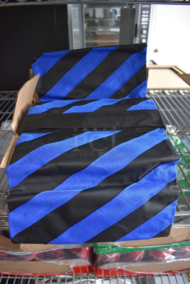 Box of 4 BRAND NEW! Blue and Black Heavy Duty Sandbags. 