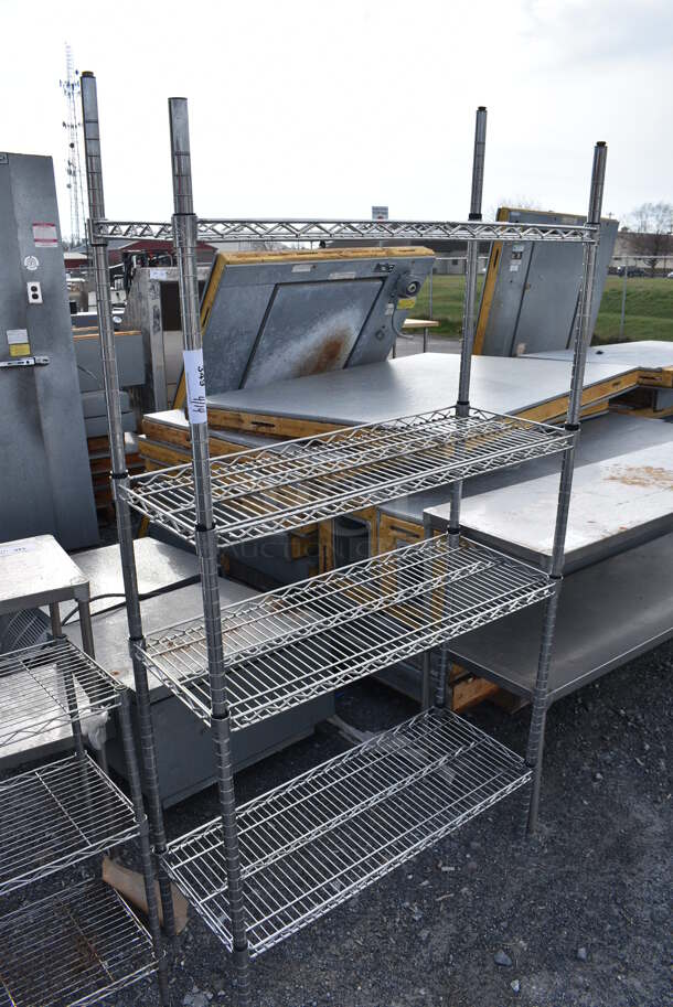Chrome Finish 4 Tier Wire Shelving Unit. BUYER MUST DISMANTLE. PCI CANNOT DISMANTLE FOR SHIPPING. PLEASE CONSIDER FREIGHT CHARGES. 36x14x67 - Image 2 of 3