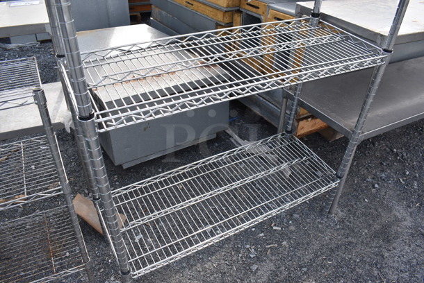Chrome Finish 4 Tier Wire Shelving Unit. BUYER MUST DISMANTLE. PCI CANNOT DISMANTLE FOR SHIPPING. PLEASE CONSIDER FREIGHT CHARGES. 36x14x67 - Image 3 of 3