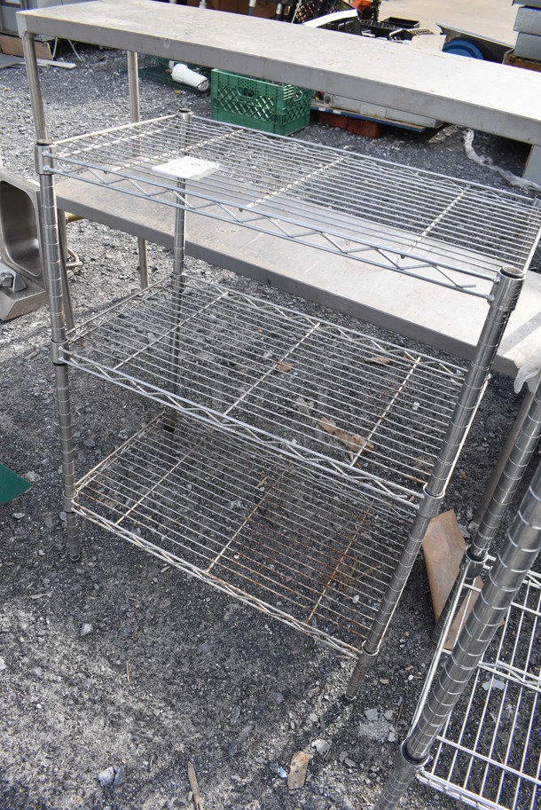 Chrome Finish 3 Tier Wire Shelving Unit. BUYER MUST DISMANTLE. PCI CANNOT DISMANTLE FOR SHIPPING. PLEASE CONSIDER FREIGHT CHARGES. 23.5x13.5x30 - Image 3 of 3