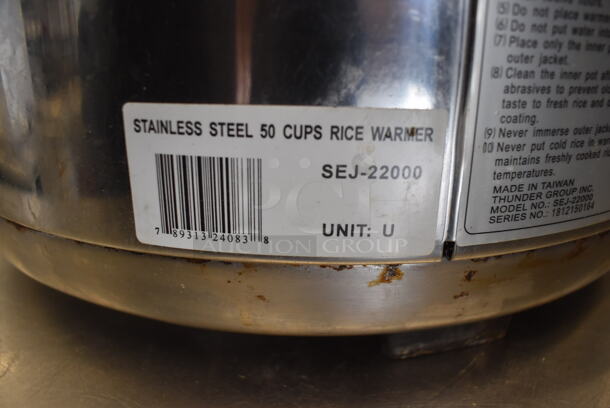 Thunder Group SEJ-22000 Stainless Steel Commercial Countertop Rice Cooker. 120 Volts, 1 Phase. 18x16x16. Tested and Working! - Image 3 of 6