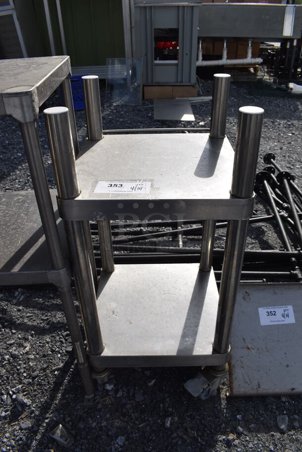 Stainless Steel 2 Tier Cart on Commercial Casters. 14.5x14.5x30.5