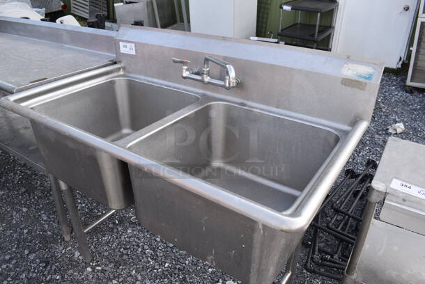 Stainless Steel Commercial 2 Bay Sink w/ Faucet and Handles. 47x26x42. Bays 20x20x11 - Image 2 of 5