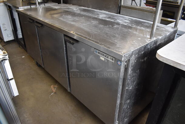 Beverage Air UCR72AY Stainless Steel Commercial Prep Table w/ 2 Tier Over Shelf on Commercial Casters. 115 Volts, 1 Phase. 72x31x68. Tested and Working! - Image 3 of 8