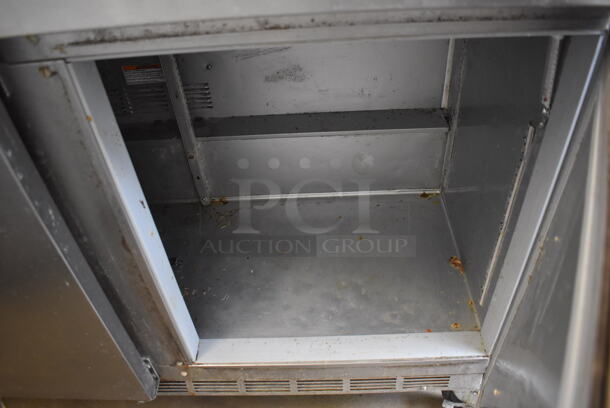 Beverage Air UCR72AY Stainless Steel Commercial Prep Table w/ 2 Tier Over Shelf on Commercial Casters. 115 Volts, 1 Phase. 72x31x68. Tested and Working! - Image 4 of 8