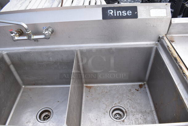Stainless Steel Commercial 3 Bay Sink w/ Faucet and Handles. 65x26x45. Bays 20x20x13 - Image 2 of 4