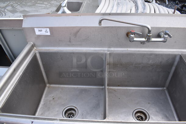 Stainless Steel Commercial 3 Bay Sink w/ Faucet and Handles. 65x26x45. Bays 20x20x13 - Image 3 of 4