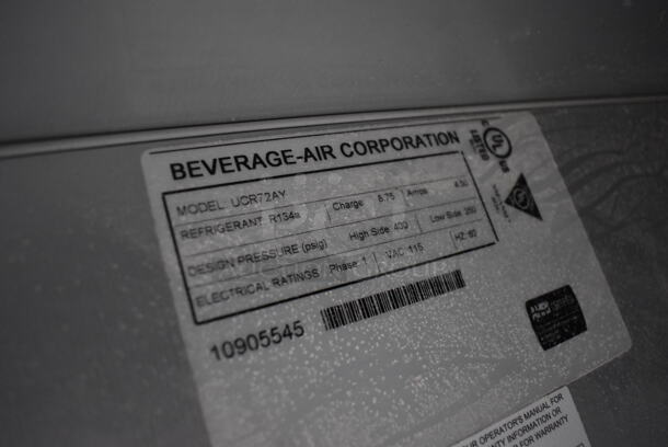 Beverage Air UCR72AY Stainless Steel Commercial Prep Table w/ 2 Tier Over Shelf on Commercial Casters. 115 Volts, 1 Phase. 72x31x68. Tested and Working! - Image 7 of 8