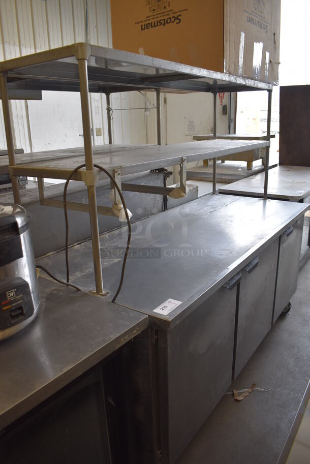 Beverage Air UCR72AY Stainless Steel Commercial Prep Table w/ 2 Tier Over Shelf on Commercial Casters. 115 Volts, 1 Phase. 72x31x68. Tested and Working! - Image 8 of 8