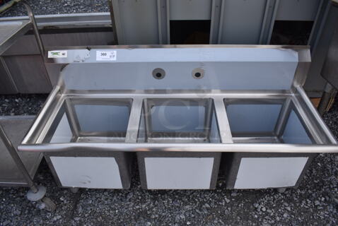 BRAND NEW SCRATCH AND DENT! Regency 600S31515 Stainless Steel Commercial 3 Bay Sink. No Legs. 54x21x26