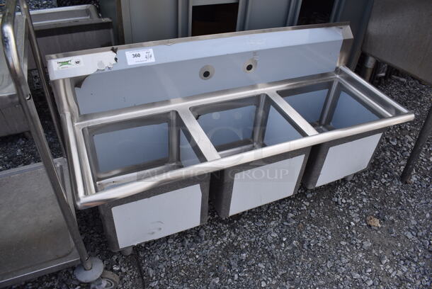 BRAND NEW SCRATCH AND DENT! Regency 600S31515 Stainless Steel Commercial 3 Bay Sink. No Legs. 54x21x26 - Image 2 of 6
