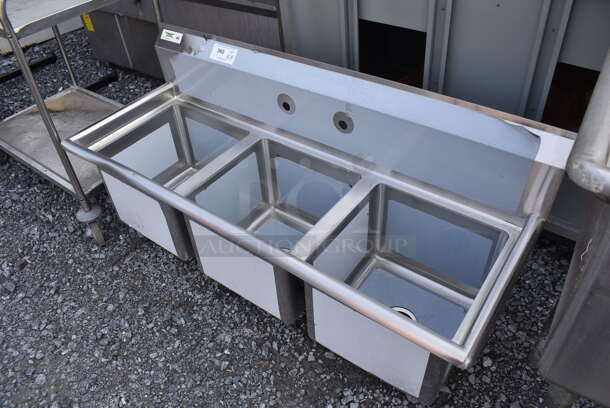 BRAND NEW SCRATCH AND DENT! Regency 600S31515 Stainless Steel Commercial 3 Bay Sink. No Legs. 54x21x26 - Image 6 of 6