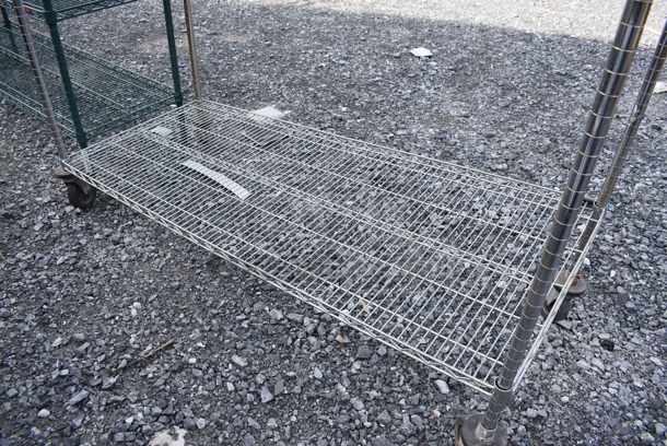 Chrome Finish 3 Tier Wire Shelving Unit on Commercial Casters. BUYER MUST DISMANTLE. PCI CANNOT DISMANTLE FOR SHIPPING. PLEASE CONSIDER FREIGHT CHARGES. 60x24x68 - Image 2 of 4