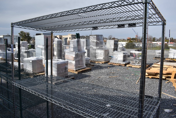 Chrome Finish 3 Tier Wire Shelving Unit on Commercial Casters. BUYER MUST DISMANTLE. PCI CANNOT DISMANTLE FOR SHIPPING. PLEASE CONSIDER FREIGHT CHARGES. 60x24x68 - Image 3 of 4