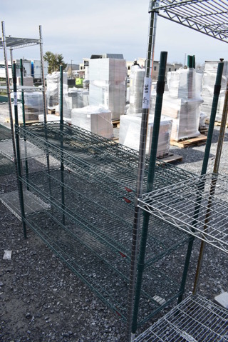 Metro Green Finish 4 Tier Wire Shelving Unit. BUYER MUST DISMANTLE. PCI CANNOT DISMANTLE FOR SHIPPING. PLEASE CONSIDER FREIGHT CHARGES. 60x18x62