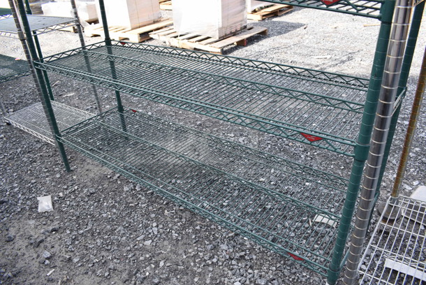 Metro Green Finish 4 Tier Wire Shelving Unit. BUYER MUST DISMANTLE. PCI CANNOT DISMANTLE FOR SHIPPING. PLEASE CONSIDER FREIGHT CHARGES. 60x18x62 - Image 2 of 4