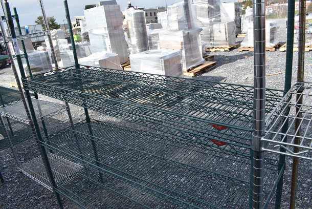 Metro Green Finish 4 Tier Wire Shelving Unit. BUYER MUST DISMANTLE. PCI CANNOT DISMANTLE FOR SHIPPING. PLEASE CONSIDER FREIGHT CHARGES. 60x18x62 - Image 3 of 4