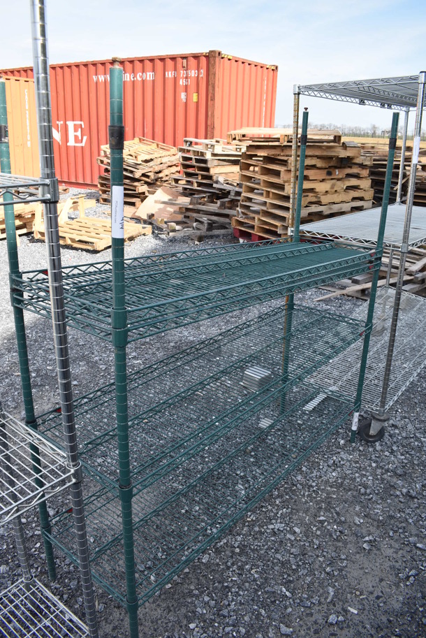 Metro Green Finish 4 Tier Wire Shelving Unit. BUYER MUST DISMANTLE. PCI CANNOT DISMANTLE FOR SHIPPING. PLEASE CONSIDER FREIGHT CHARGES. 60x18x62 - Image 4 of 4