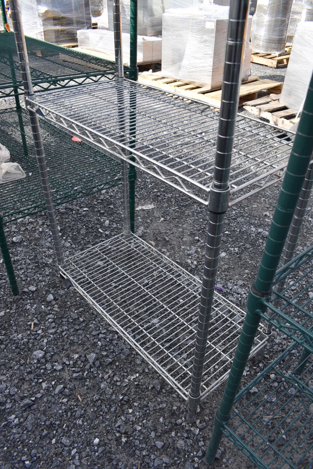 Chrome Finish 4 Tier Wire Shelving Unit. BUYER MUST DISMANTLE. PCI CANNOT DISMANTLE FOR SHIPPING. PLEASE CONSIDER FREIGHT CHARGES. 30x14x74 - Image 3 of 3