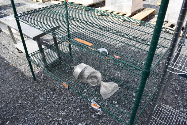 Green Finish 4 Tier Wire Shelving Unit. BUYER MUST DISMANTLE. PCI CANNOT DISMANTLE FOR SHIPPING. PLEASE CONSIDER FREIGHT CHARGES. 48x24x66 - Image 3 of 4