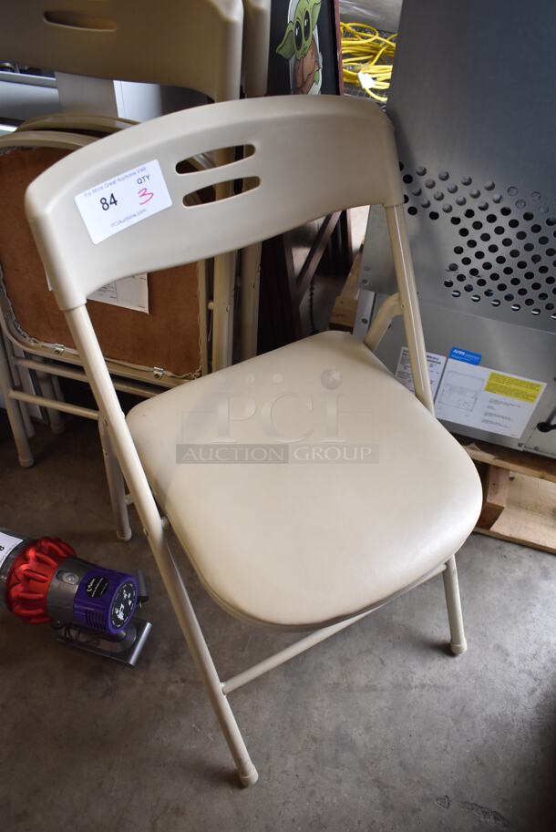 3 Tan Folding Chairs. 17x3x35. 3 Times Your Bid! - Image 2 of 3