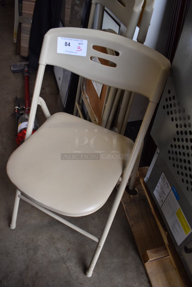 3 Tan Folding Chairs. 17x3x35. 3 Times Your Bid! - Image 3 of 3