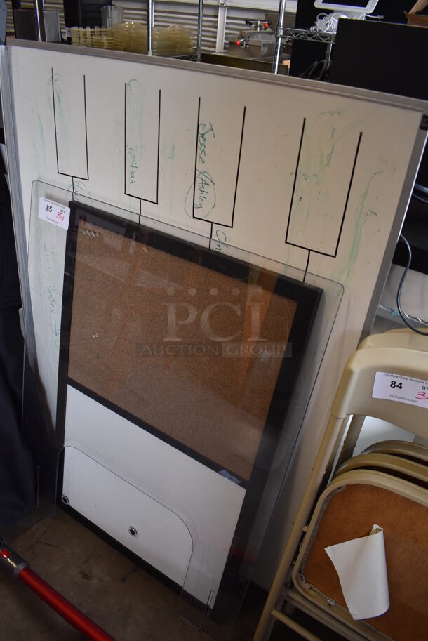 3 Various Items; White Board, White Board w/ Bulletin Board and Clear Covid POS Shield. Includes 48x2x36. 3 Times Your Bid!