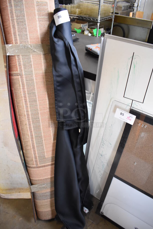 Black Fabric Curtains w/ Telescopic Curtain Rod - Image 1 of 3