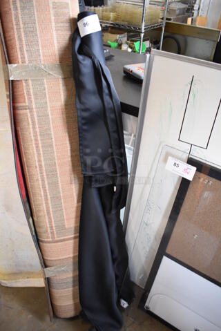 Black Fabric Curtains w/ Telescopic Curtain Rod