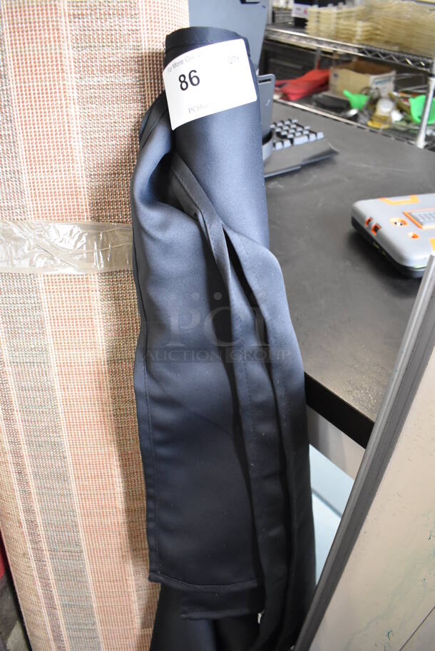 Black Fabric Curtains w/ Telescopic Curtain Rod - Image 2 of 3