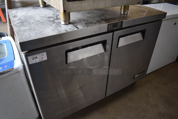 2017 Migali C-U48R Stainless Steel Commercial 2 Door Undercounter Cooler on Commercial Casters. 115 Volts, 1 Phase. 48x30x37.5. Tested and Working! - Image 3 of 6