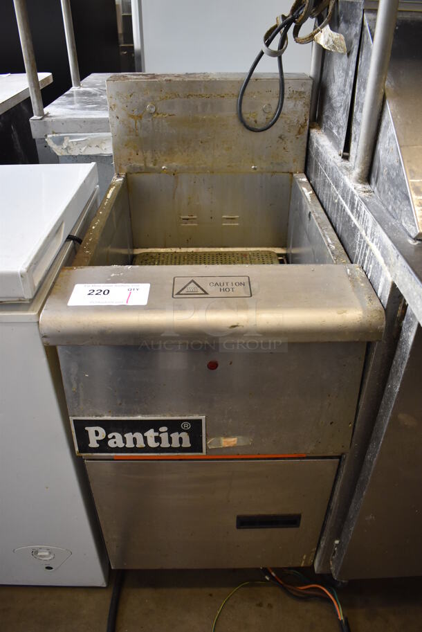 Pantin PNTG14E Stainless Steel Commercial Floor Style Electric Powered Deep Fat Fryer. 240 Volts, 3 Phase. 17x29x41