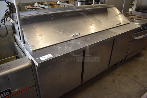 Beverage Air SPE72-30M Stainless Steel Commercial Sandwich Salad Prep Table Bain Marie Mega Top w/ 2 Tier Over Shelf on Commercial Casters. 115 Volts, 1 Phase. 72x34x67. Tested and Working! - Image 2 of 12