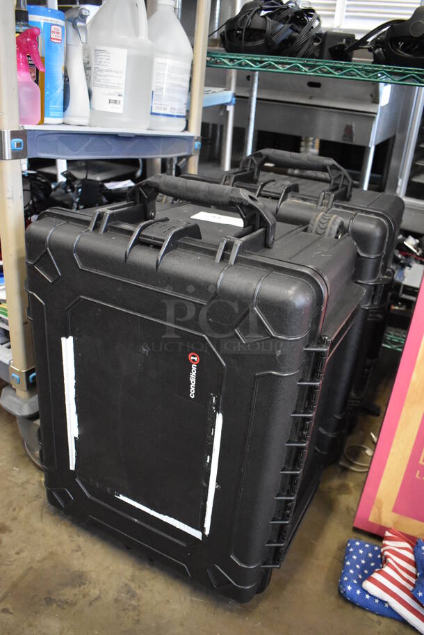 2 Condition 1 Black Hard Cases w/ Handle and 2 Wheels. 18x25x15. 2 Times Your Bid! - Image 2 of 6