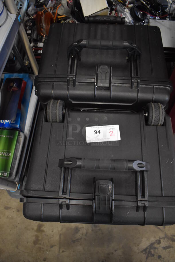 2 Condition 1 Black Hard Cases w/ Handle and 2 Wheels. 18x25x15. 2 Times Your Bid! - Image 6 of 6