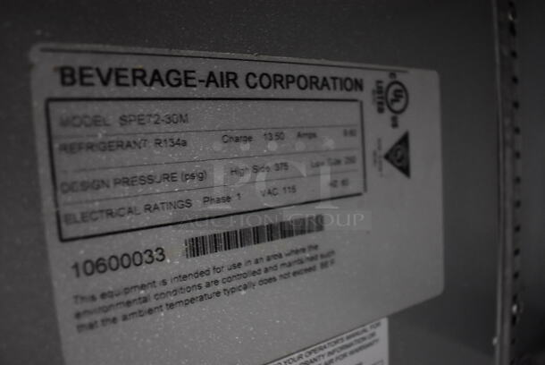 Beverage Air SPE72-30M Stainless Steel Commercial Sandwich Salad Prep Table Bain Marie Mega Top w/ 2 Tier Over Shelf on Commercial Casters. 115 Volts, 1 Phase. 72x34x67. Tested and Working! - Image 12 of 12
